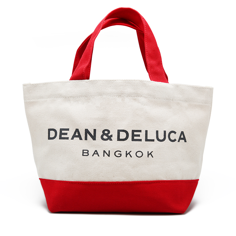 DEAN&DELUCA  BANGKOK TWO TONE TOTE BAG  S - RED & NATURAL (** ORDER NOW- BEST SELLER )