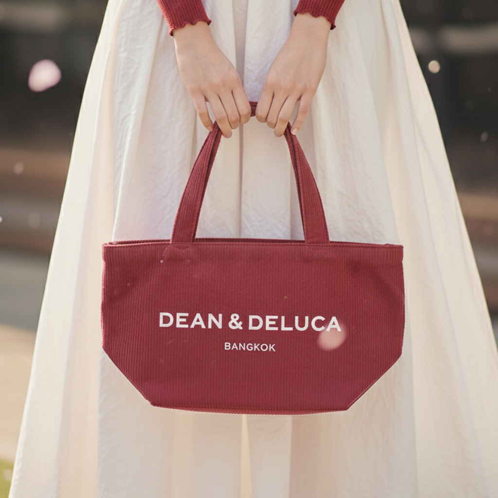 DEAN&DELUCA CORDUROY RED TOTE BAG S