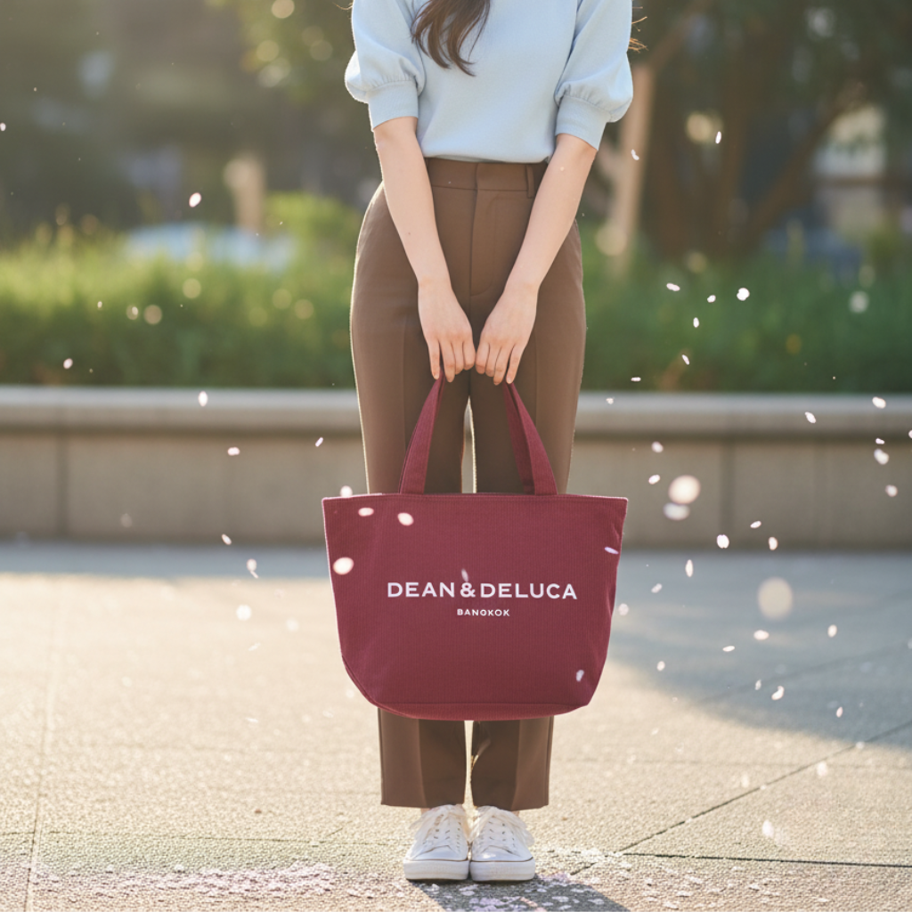 DEAN&DELUCA CORDUROY RED TOTE BAG XL