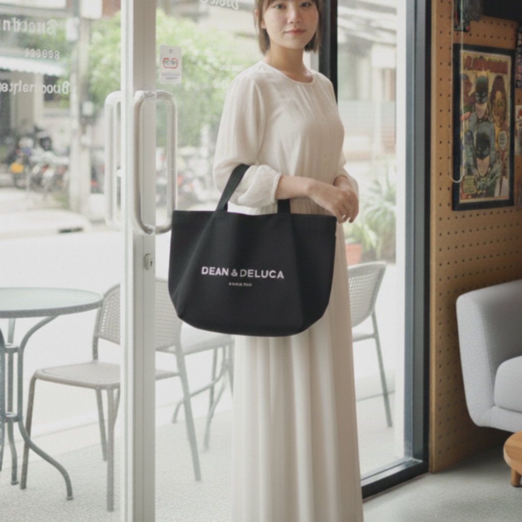 DEAN&DELUCA CORDUROY BLACK TOTE BAG XL