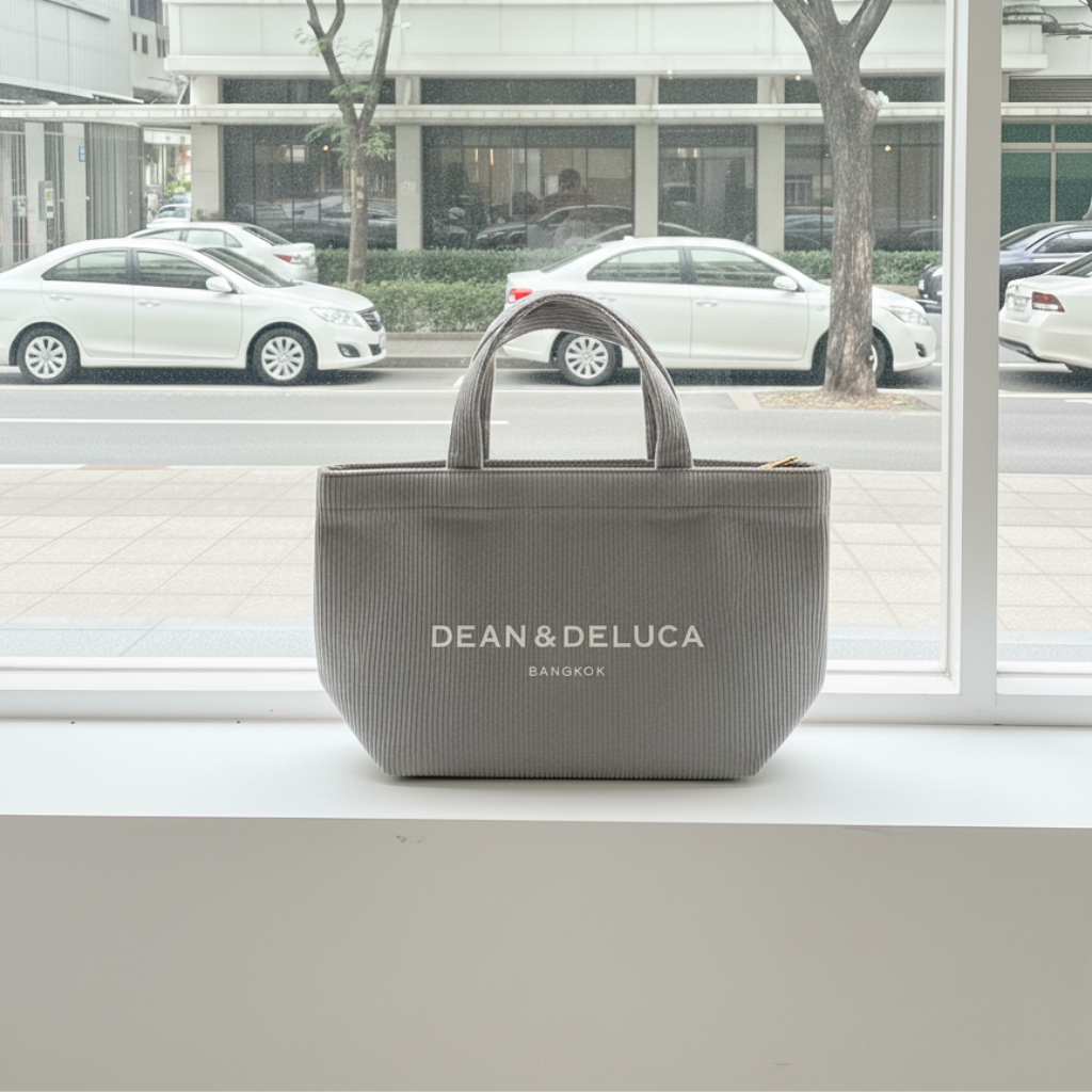 DEAN&DELUCA CORDUROY GREY TOTE BAG S