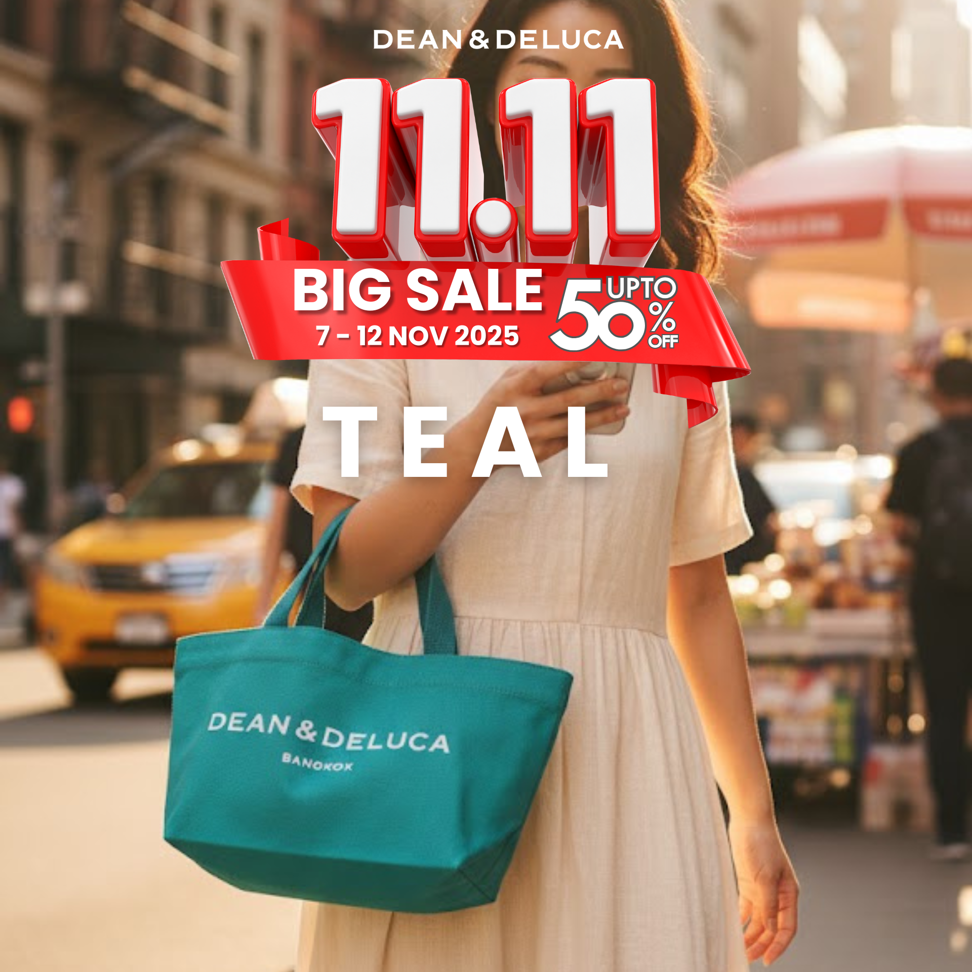 DEAN&DELUCA BANGKOK TEAL TOTE BAG S