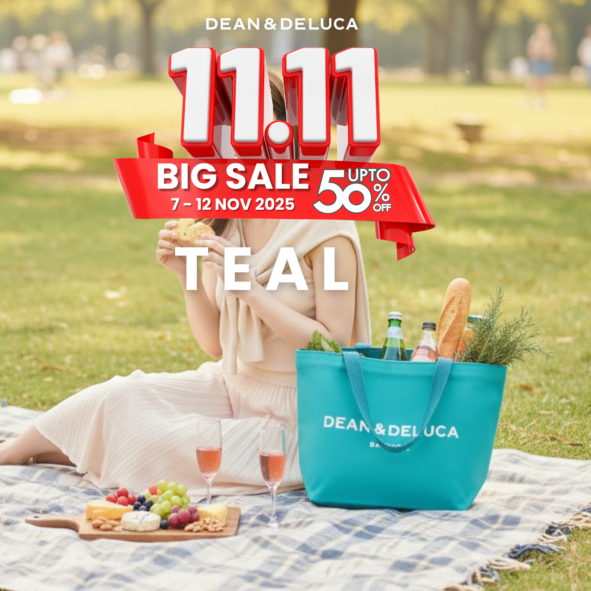 DEAN&DELUCA BANGKOK TEAL TOTE BAG L