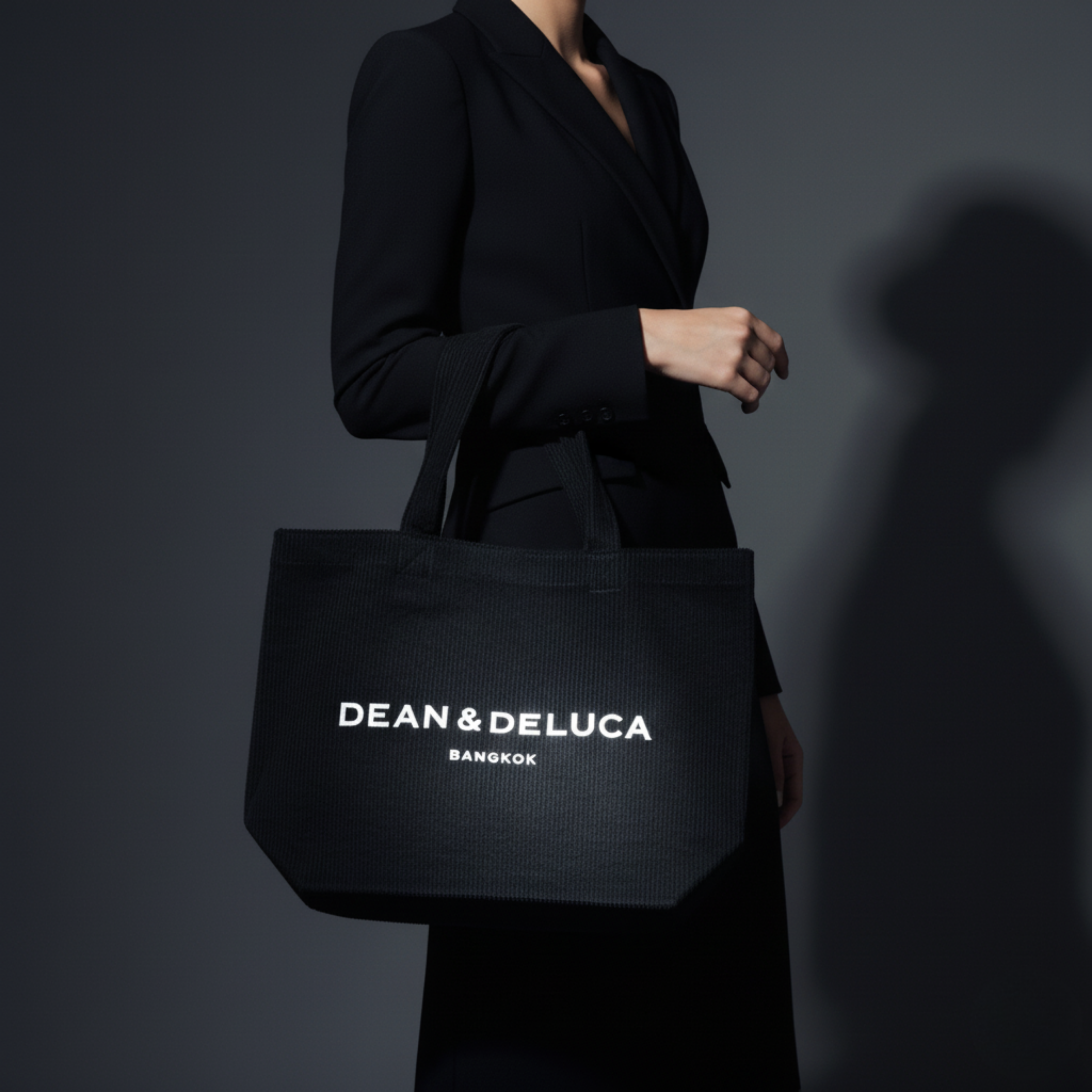 DEAN&DELUCA CORDUROY BLACK TOTE BAG XL